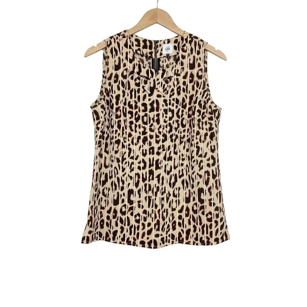 Cabi Animal Print Sleeveless Blouse Size Small